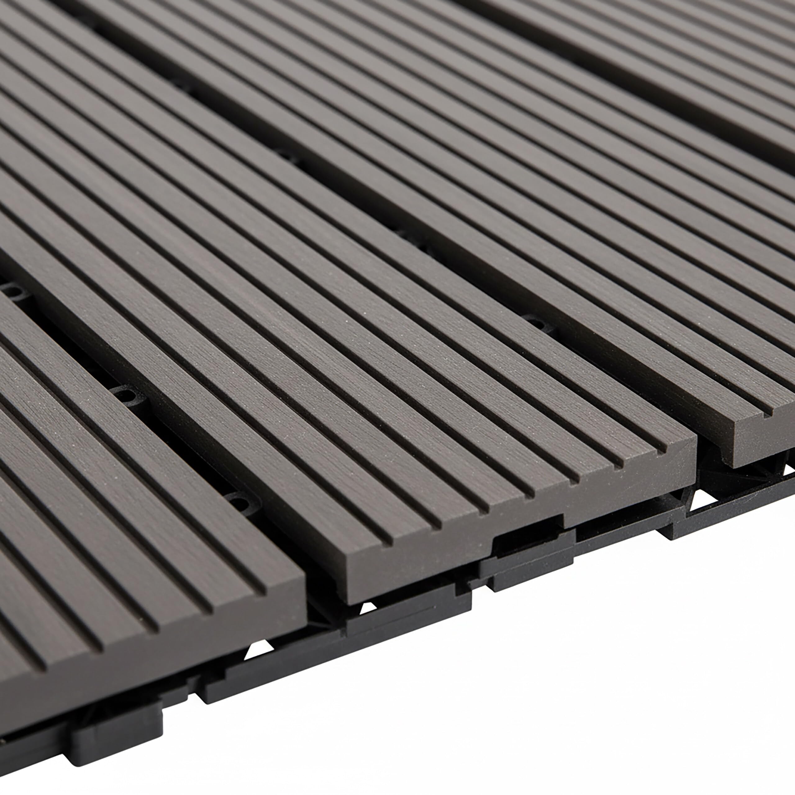 Relaxdays Piastrelle WPC 6 pz 60x30 cm Sistema a Click Effetto Legno Grigio per Balcone e terrazza