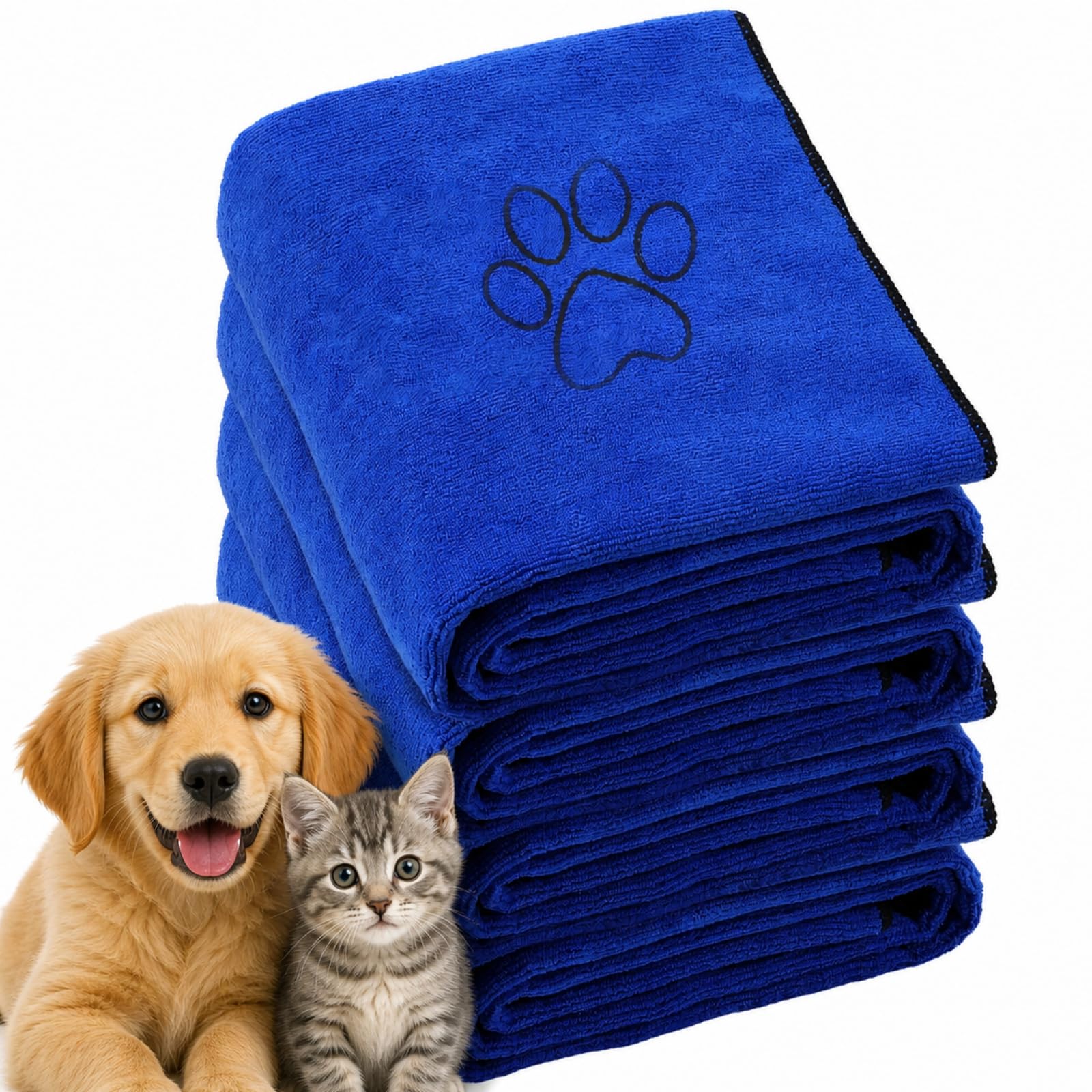 Chumia Lot de 4 serviettes de toilettage pour chien à séchage rapide extra douces et absorbantes en microfibre pour chiens de grande taille, 76,2 x 127 cm (bleu)