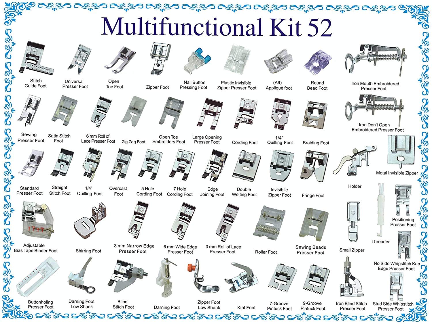 SYGA Set of 52 Home Professional Sewing Machine Presser Feet Kit — Amazon image 2