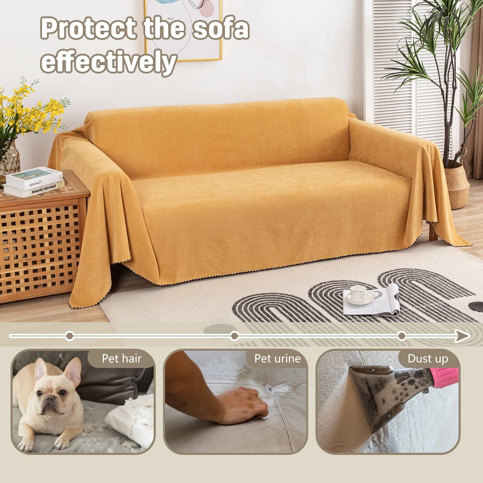 Wasserdicht Sofabezug Home Dekoration Solid Farbe Dünne Decke Vier Jahreszeiten Universal Sofaüberwürfe Multifunktionaler Sofa Schutzhülle Wohnzimmer Haustier 180 * 380cm-Gelb