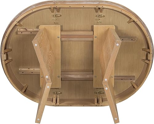 Miniatura 9 de Juego de comedor retro funcional de 5 piezas, mesa de comedor extensible de madera maciza con 4 sillas tapizadas y respaldos de ratán, juego de mesa