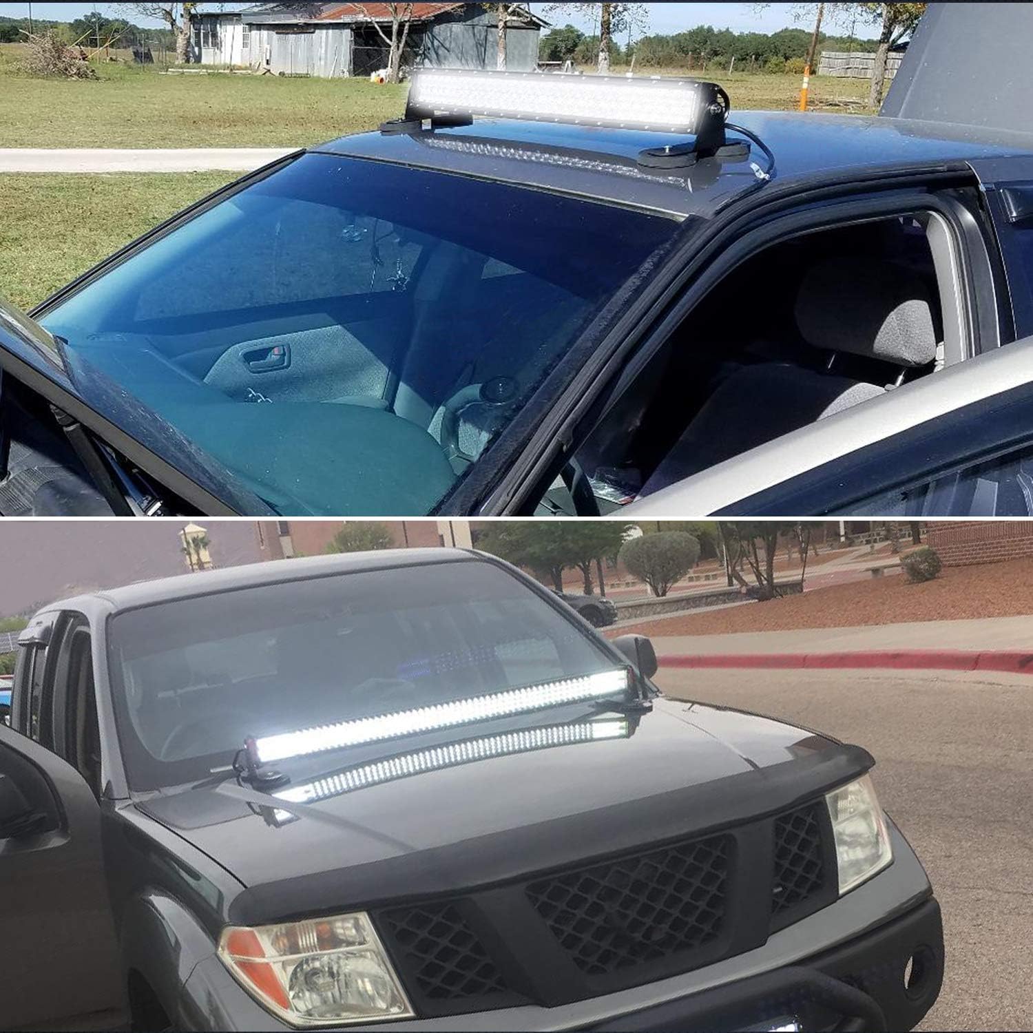 Nilight 2PCS Magnetic Base LED Light Bar Mounting Brackets, Powerful Sucker Holder for Straight Curved Side-Mounted Light Bar Mounting on Hood Roof, 2 Years Warranty, Black