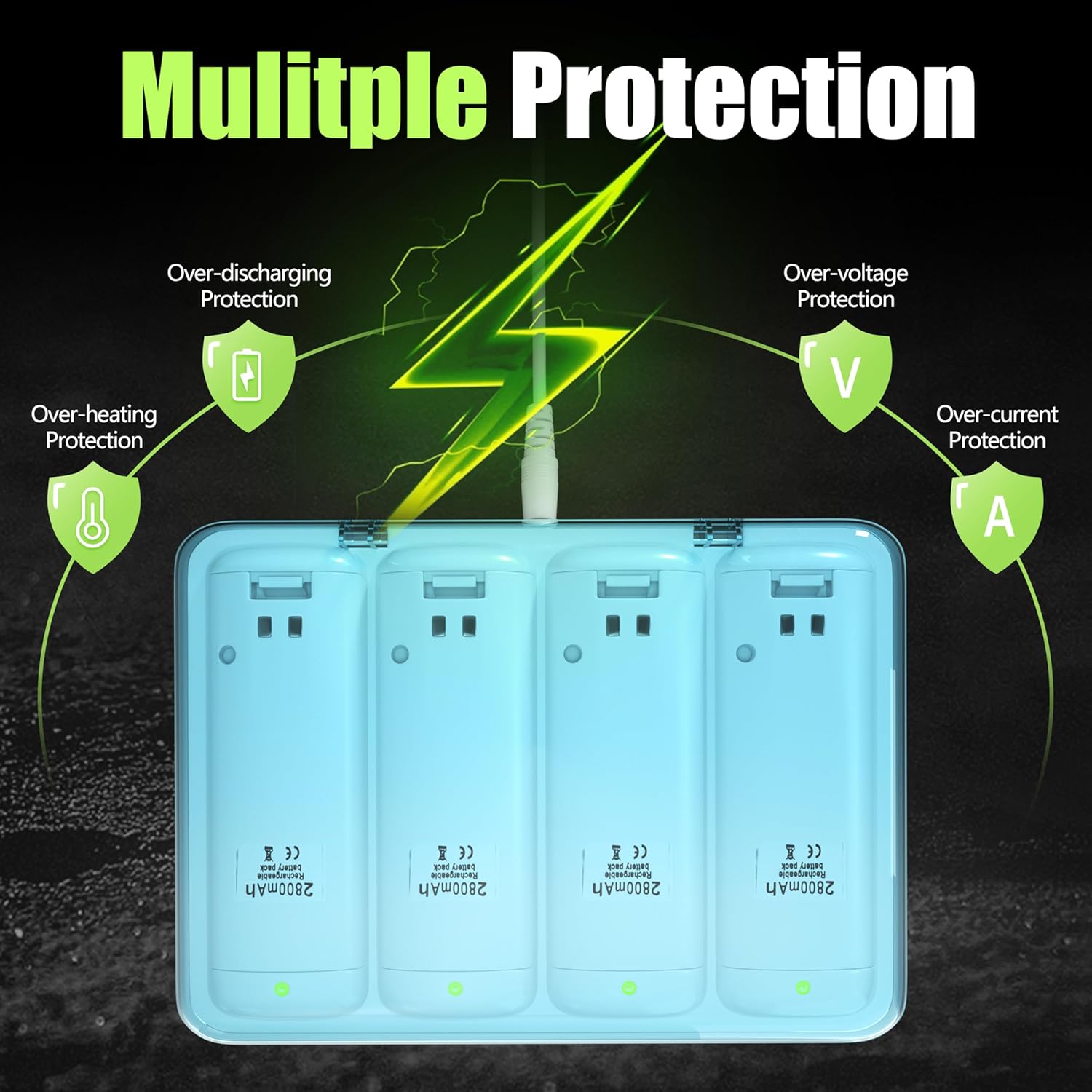 Charger Station Compatible with Wii U Remote Battery & Wii Battery Pack, 4Pack Rechargable Batteries Compatible with WiiU Wii Remote Controller - Image 3