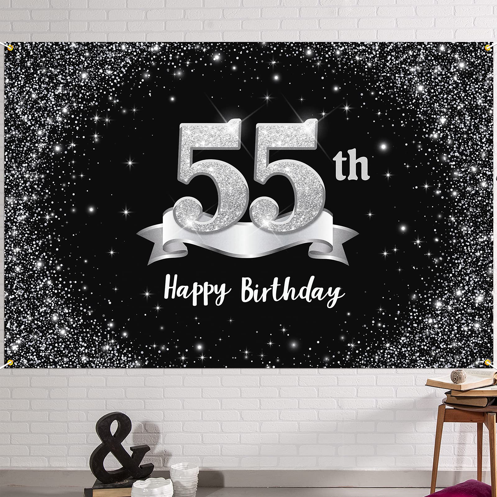 Buy HAMIGAR 6x4ft Happy 55th Birthday Banner Backdrop 55 Years Old