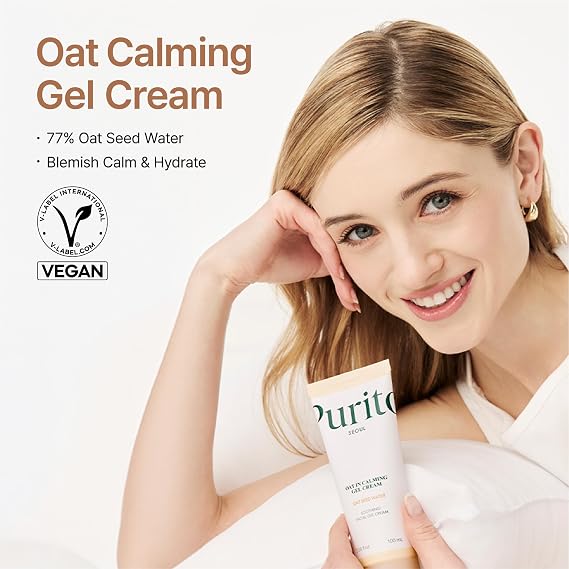 PURITO Oat Calming Gel Cream | Face Moisturizer for Blemish Calm & Lightweight Hydration | All skin types, sensitive and blemish-prone skin | Non-Comedogenic | Korean Skincare, 100mL, 3.38 fl.oz
