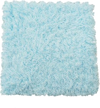 12 Pcs Fluffy Plush Puzzle Foam Floor Mat,Fuzzy Interlocking Carpet Tiles,Soft Playmat for Living Room,12x12x0.4 Inch,Blue