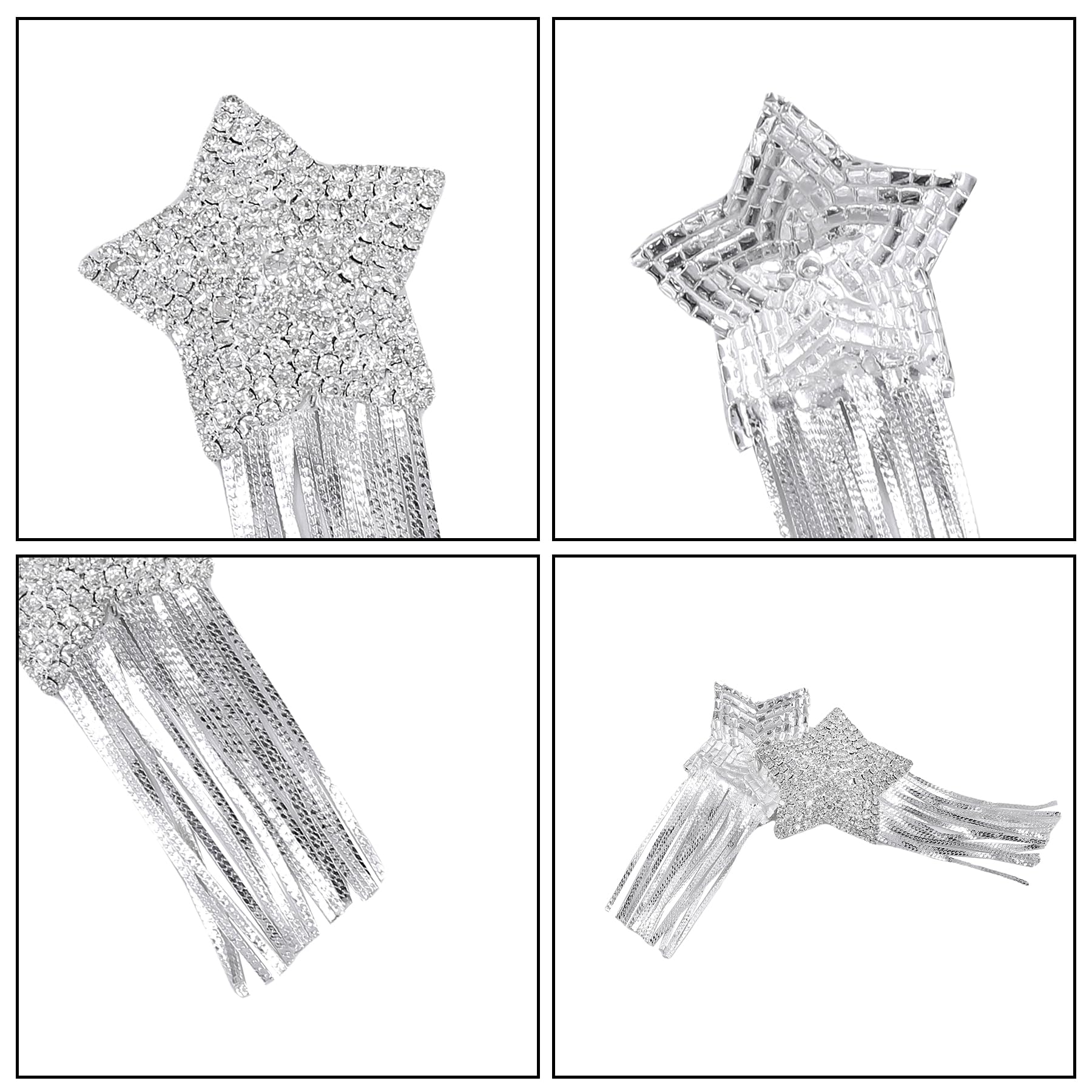 leomoste Reusable Silicone Sequin Adhesive Nipple Cover Pasties Bra with Tassel Star Pasties Adhesive Nipple Cover: Rhinestone-silver