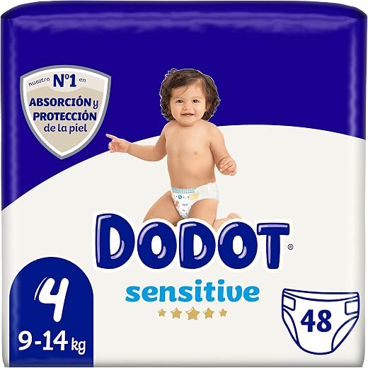 🚫 [CADUCADO] 🔥 DODOT Sensitive – Diapers, 9 to 14 kg, White, Size 4, Vanilla, 48 Count