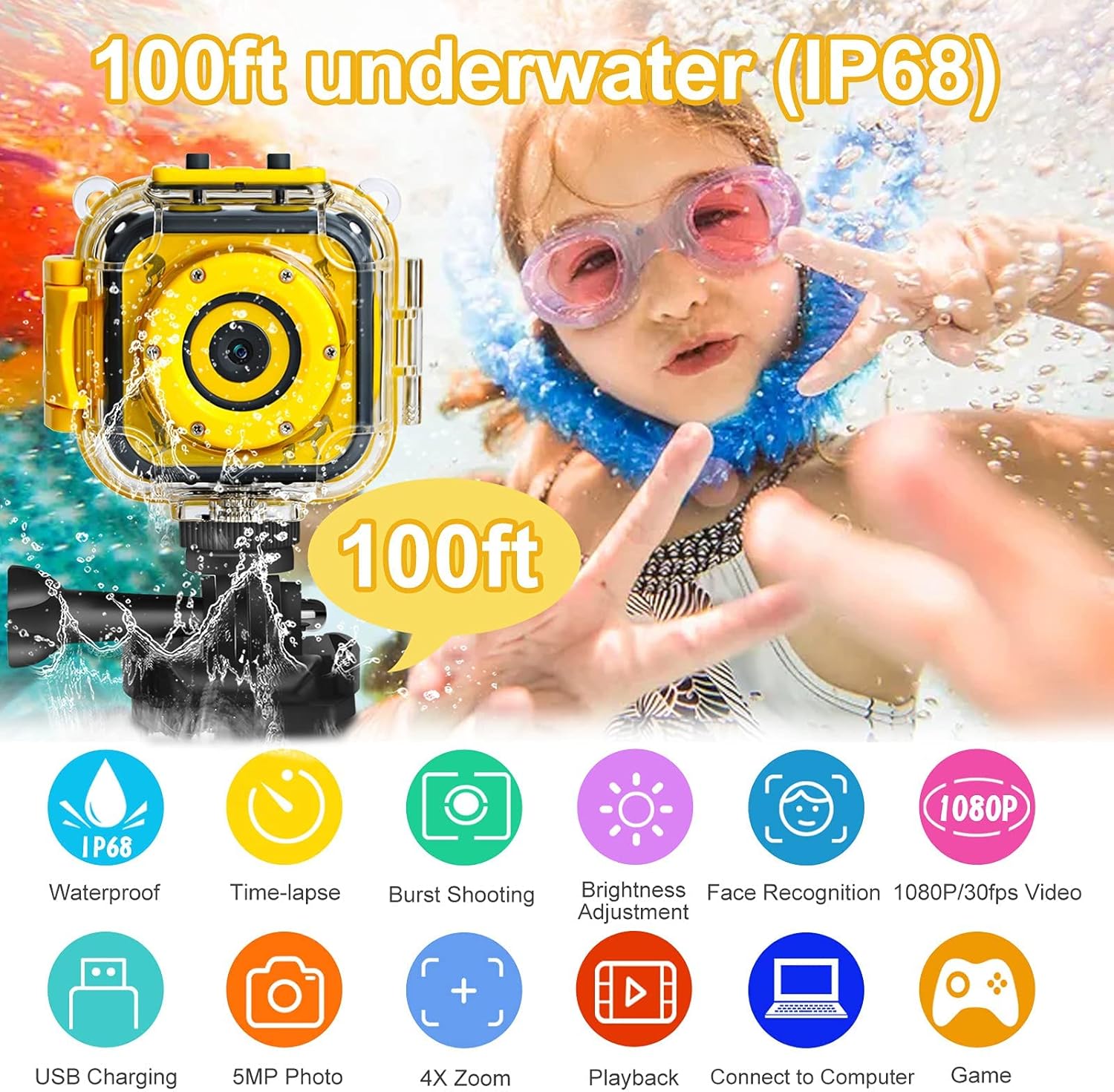 🔥 Cаѕhbасk uр tо 70% PROGRACE Children Kids Camera Waterproof Digital Action Camera for Boys Girls