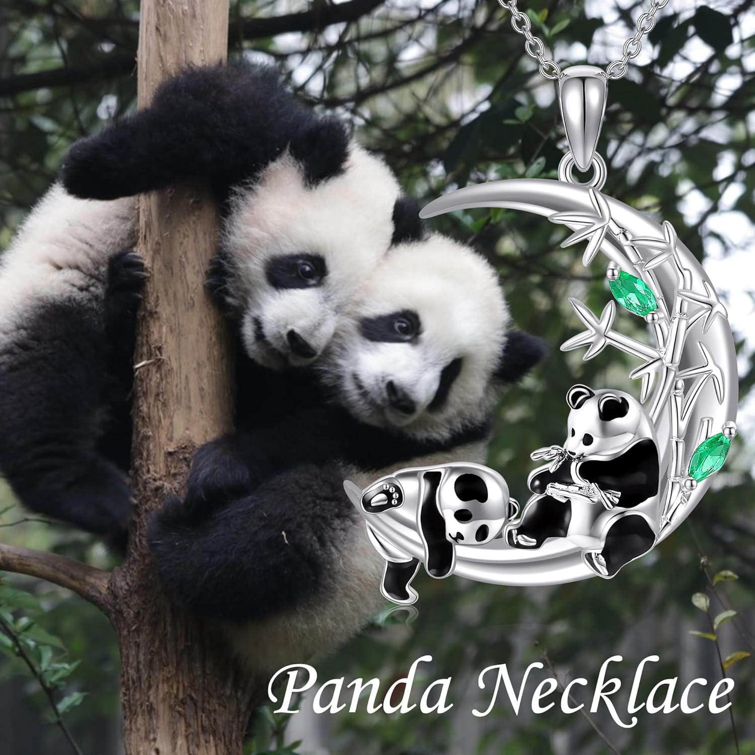 YAFEINI Panda Necklace 925 Sterling Silver Moon Panda Pendant Christmas Mother's Day Jewelry for Women Mom - Image 6