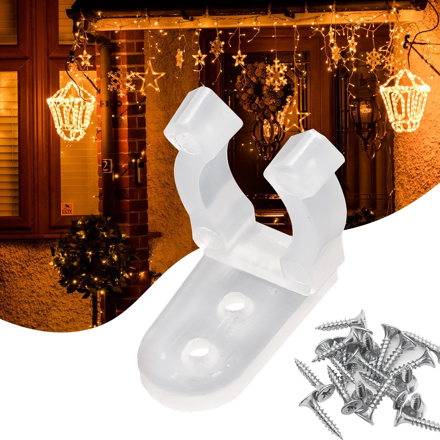 mxuteuk 100pcs 3/8 Inch LED Rope Light Clips Holder with 200 PCS Screws for Hanging Christmas Outdoor Wedding Patio Wall Mount G012-9-11