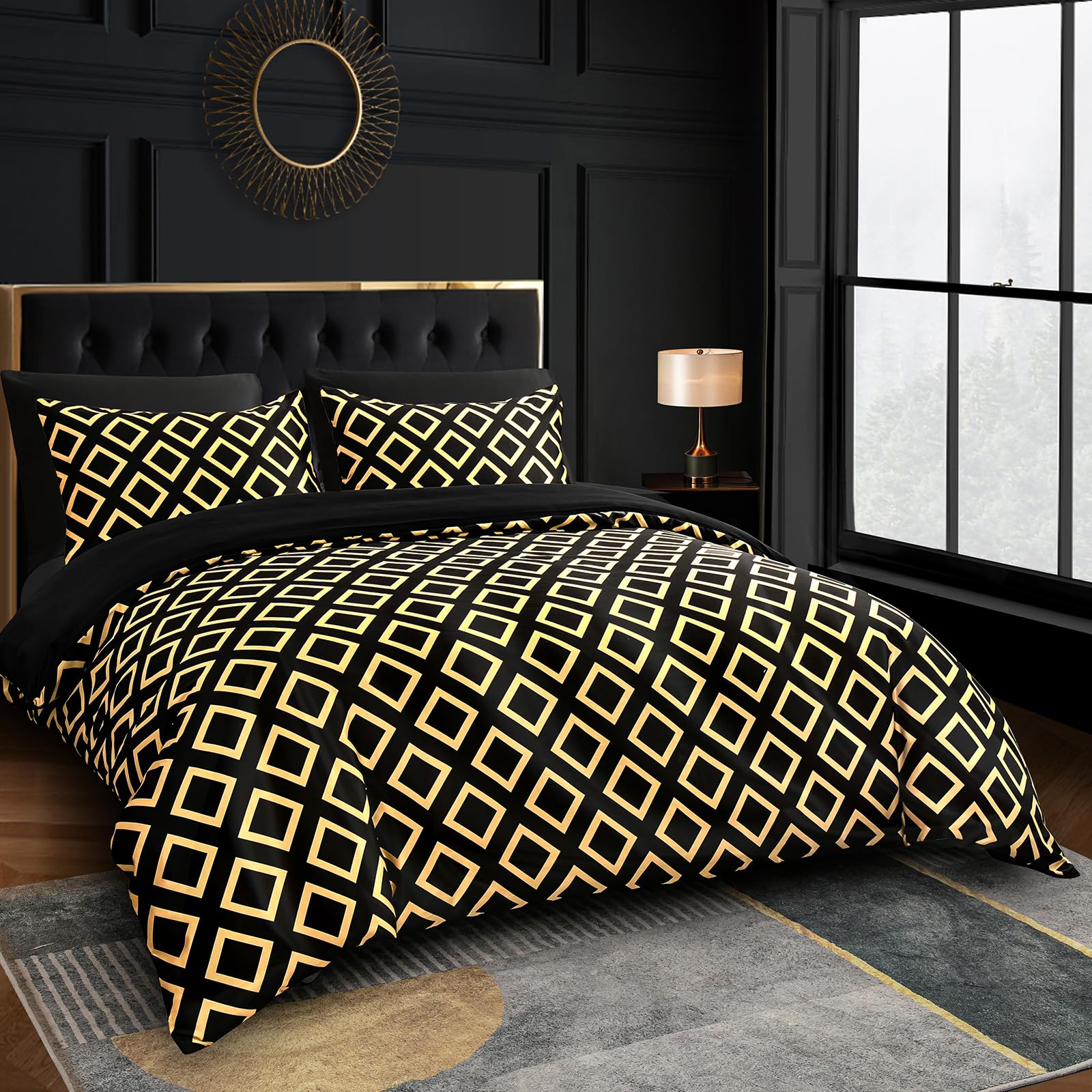 Grace Double Duvet Set, Premium Satin Silk Reversible Duvet Cover Double (200 x 200 cm) 3 PCs