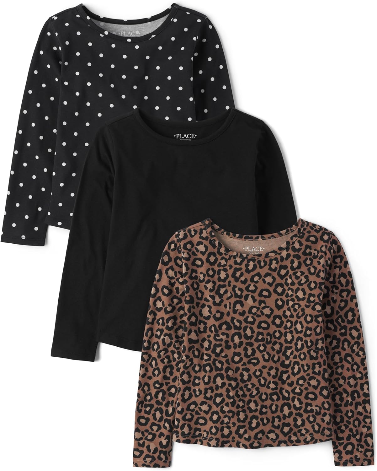 The Children’s Place Girls’ Long Sleeve Knit Fashion Shirt 3-Pack