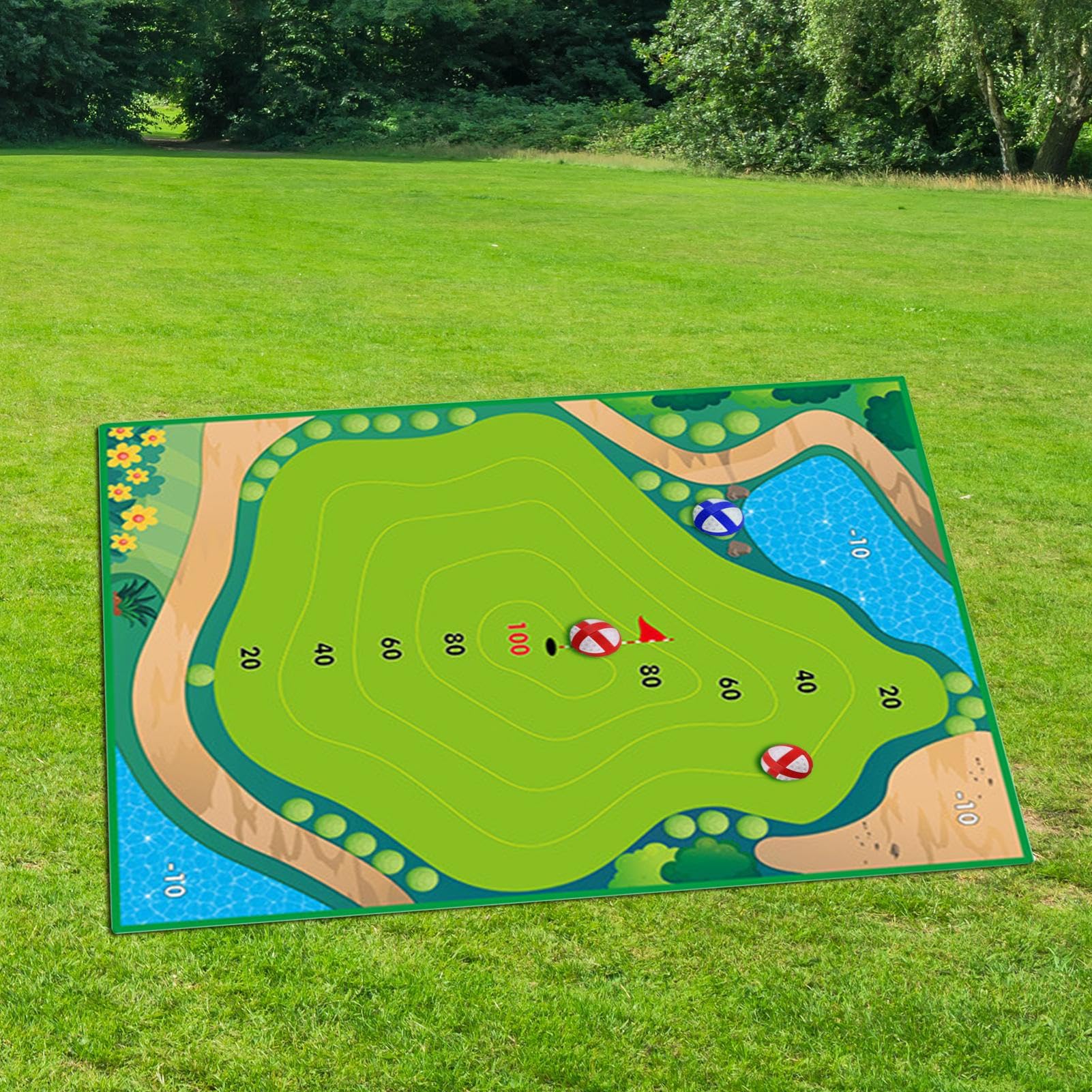 Walcząca gra w golfa - zestaw do rajstop golfowych z klubem dla przyjemnej praktyki, zielona regulowana mata do postawienia dla początkujących, sprzęt rodzinny do użytku wewnątrz i na zewnątrz