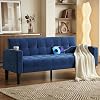 ROCSUMOO 2 Seater Sofa 157cm Comfy Loveseat Velvet Sofa with 2 USB 2 Cup Holder Upholstered Small Sofa for Living Room&Office, Blue