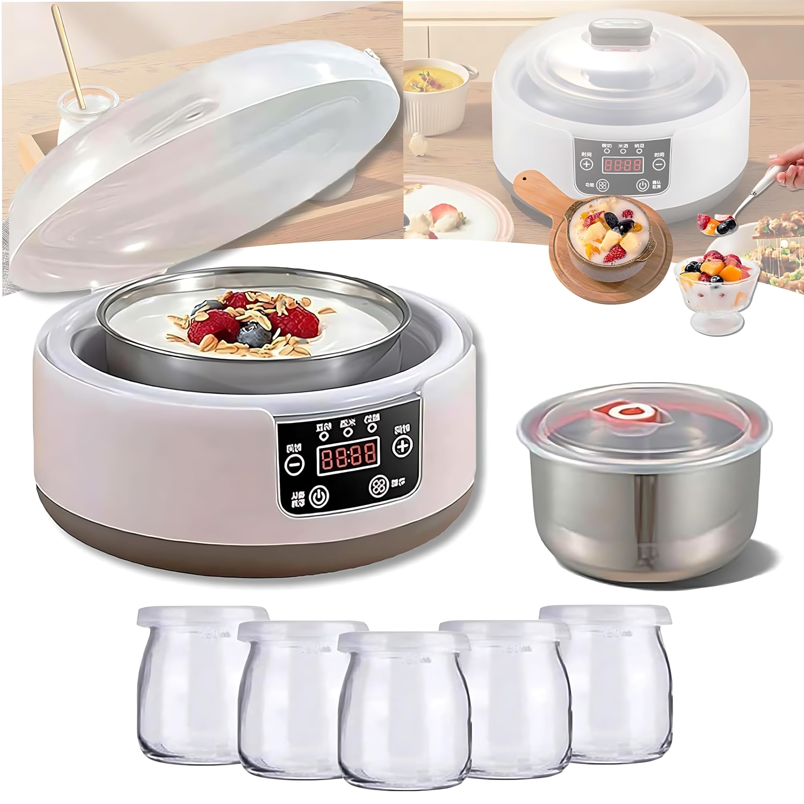 Men's Light/Blue/Green 2025 New Probiotic 1.2L Yogurt Maker Machine -36 Hour Constant Temperature Control Yogurt Maker - Led Display Adjustable Time For And Wo - Electric Yogurt Machine For Home Use