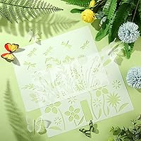 Vista 4 de 6 plantillas para pintar sobre madera, plantilla reutilizable para pintar con flores, abeja, mariposa, plantilla para dibujar manualidades