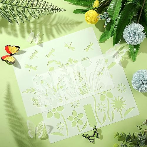 Miniatura 4 de 6 plantillas para pintar sobre madera, plantilla reutilizable para pintar con flores, abeja, mariposa, plantilla para dibujar manualidades en