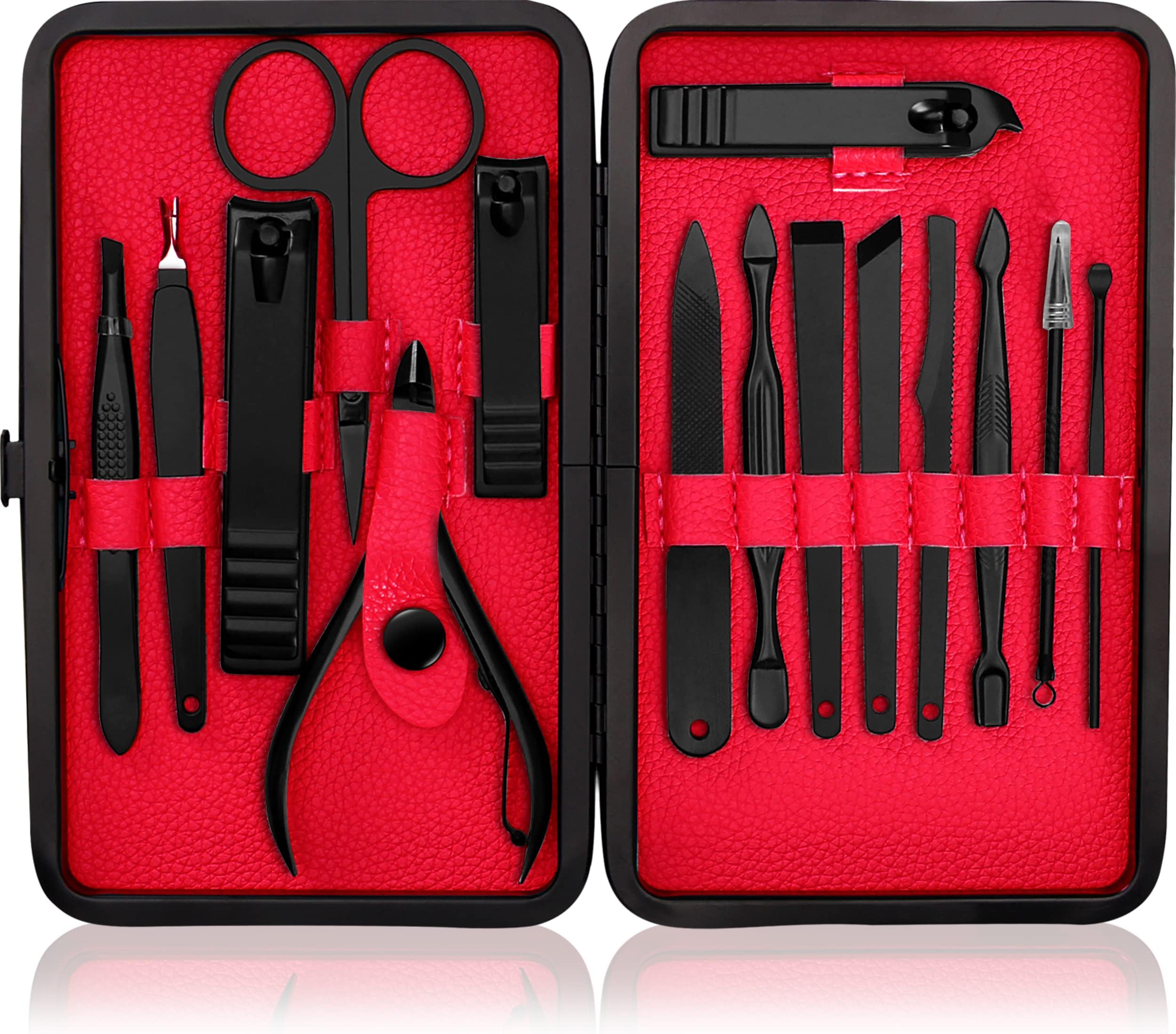 Utopia CareUtopia Care Manicure Kit Nail Clippers for Men and Women,16 Piece Professional Stainless Steel Manicure Set with Nail Kit, Pedicure Kit and Nail Care Grooming Kit with Luxurious Travel Case - Red