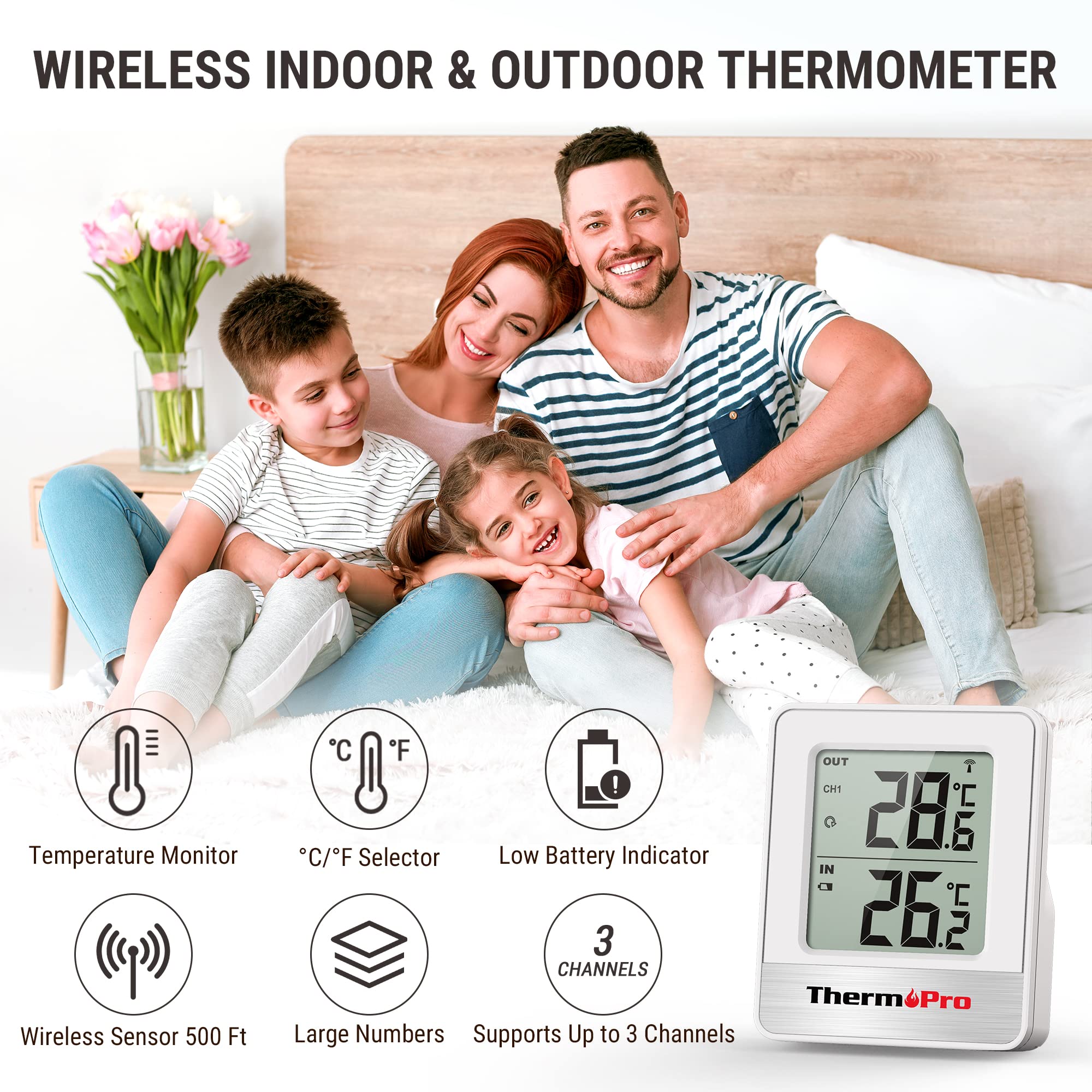 Termometro TP200C Ambiente Interno Esterno Wireless Termometro Casa Con Sensore - Foto 51 di 52