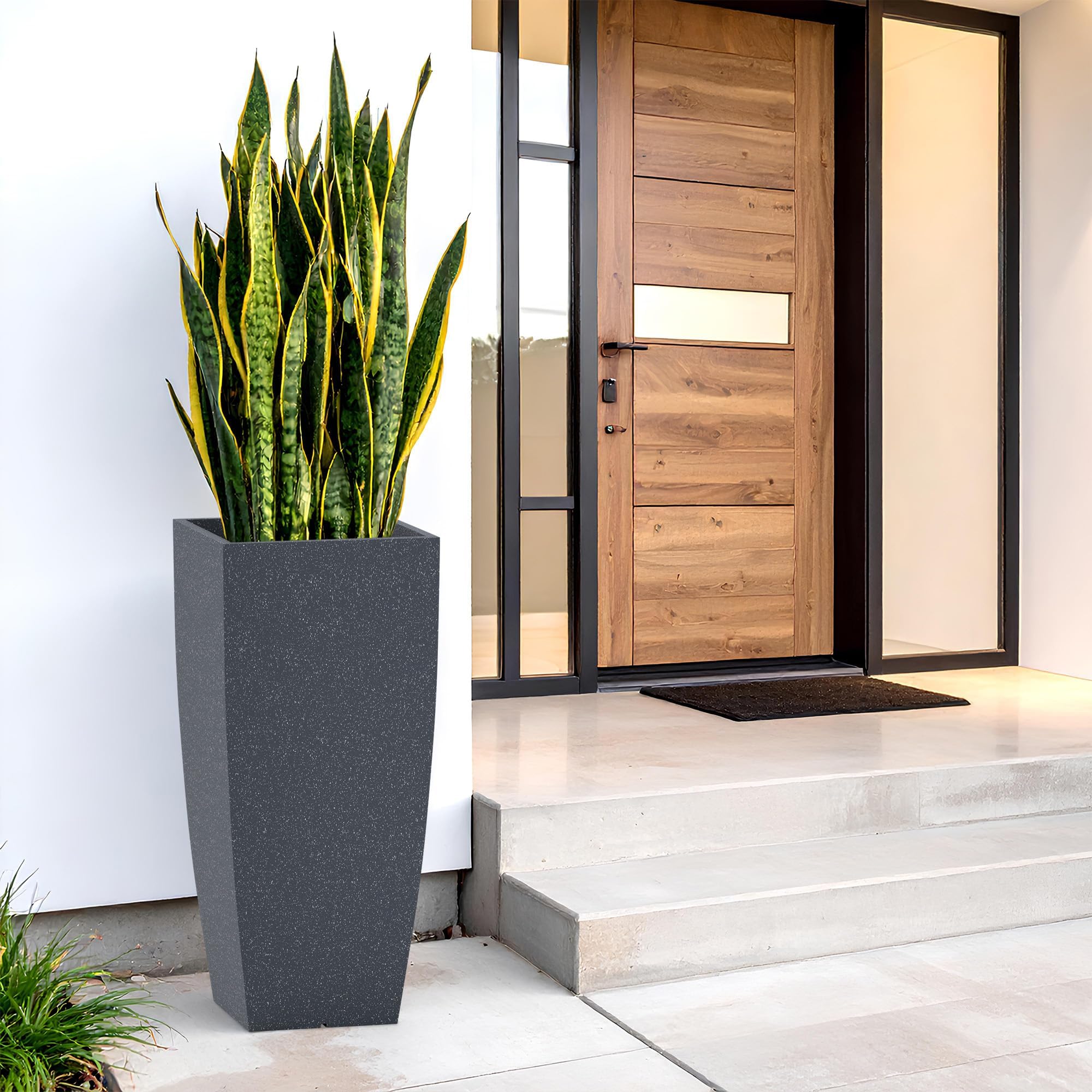 YUCCABE ITALIA Foxb Tk 30 Inch Pots for Plants Highly Durable Polymers Lightweight Indoor Outdoor Plant Pots, Flower Pot Gamla Tree Planter Container Planters for Living Room, Balcony, Garden (Grey)
