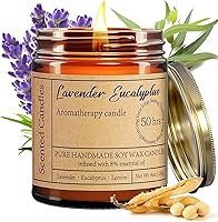 Lavender Eucalyptus Scented Soy Candle 8oz - Aromatherapy for Stress Relief, Relaxation, Bath, Yoga | Non-Toxic, 50Hr Burn