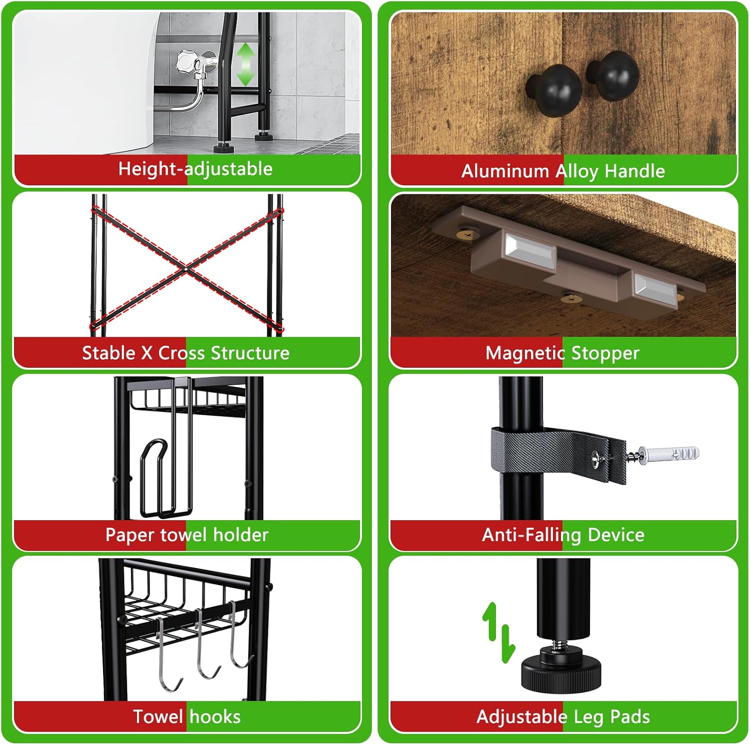 Over The Toilet Storage Cabinet - 2-Door Bathroom Organizer Shelf, Freestanding Space-Saver Toilet Rack with Privacy Protection, Water-Resistant Above Toilet Storage Cabinet for Small Bathrooms(Brown)