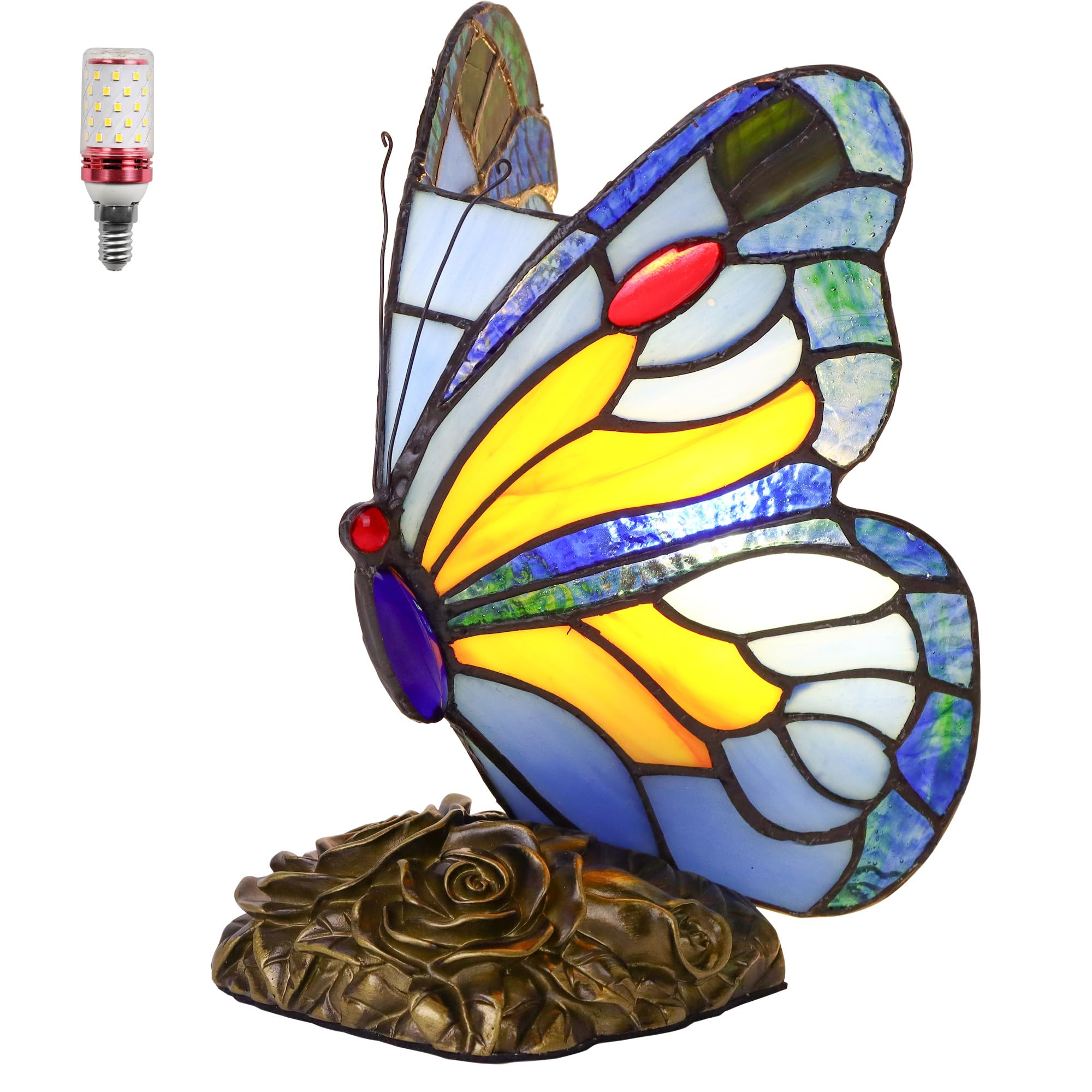REANICETiffany Lamp Stained Glass Table Lamps Staineds Glasses Shade ON Off Switch Home Office Desk Night Lig