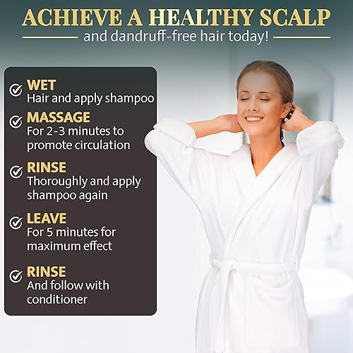 Miniatura 5 de Aroma Dead Sea Champú Black Mud para hombres y mujeres, combate la caspa, el adelgazamiento del cabello, las raíces débiles y la picazón del cuero