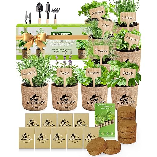 9 Herb Indoor Garden Kit - Unique Kitchen Gift for Women, Men, Mom, Friends - Complete Starter Set with Pots, Soil & Tools - Perfect for Windowsill, Countertop, Home Gardening