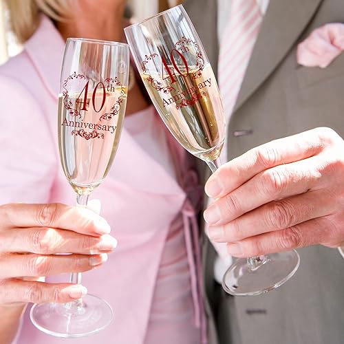 Miniatura 2 de Tom Boy Copas de champán para el 40 aniversario, 40 aniversario de boda, regalos para parejas, aniversario de boda, juego de 2, regalos para