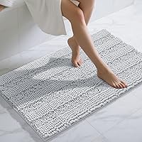 Vista 120 de Yimobra Tapetes de baño lavables, de chenilla súper suave y absorbente, para suelo y alfombra, de secado rápido, antideslizante, para bañera y Beige