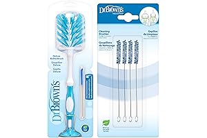 Deluxe 5 Pack Dr. Brown Baby Bottle Brush Set with Reusable Vent Cleaning System