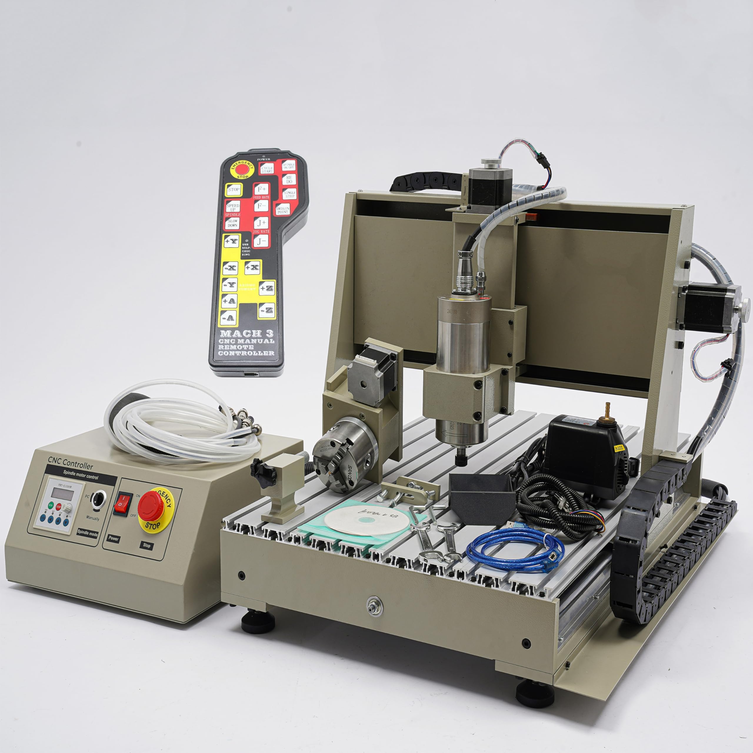 1,5 kW 6040T-USB frezarka CNC, 4-osiowa maszyna do grawerowania VFD z chłodzeniem wodnym do PCB, drewna, PCW, kryształu akrylowego, żywicy, tworzywa sztucznego