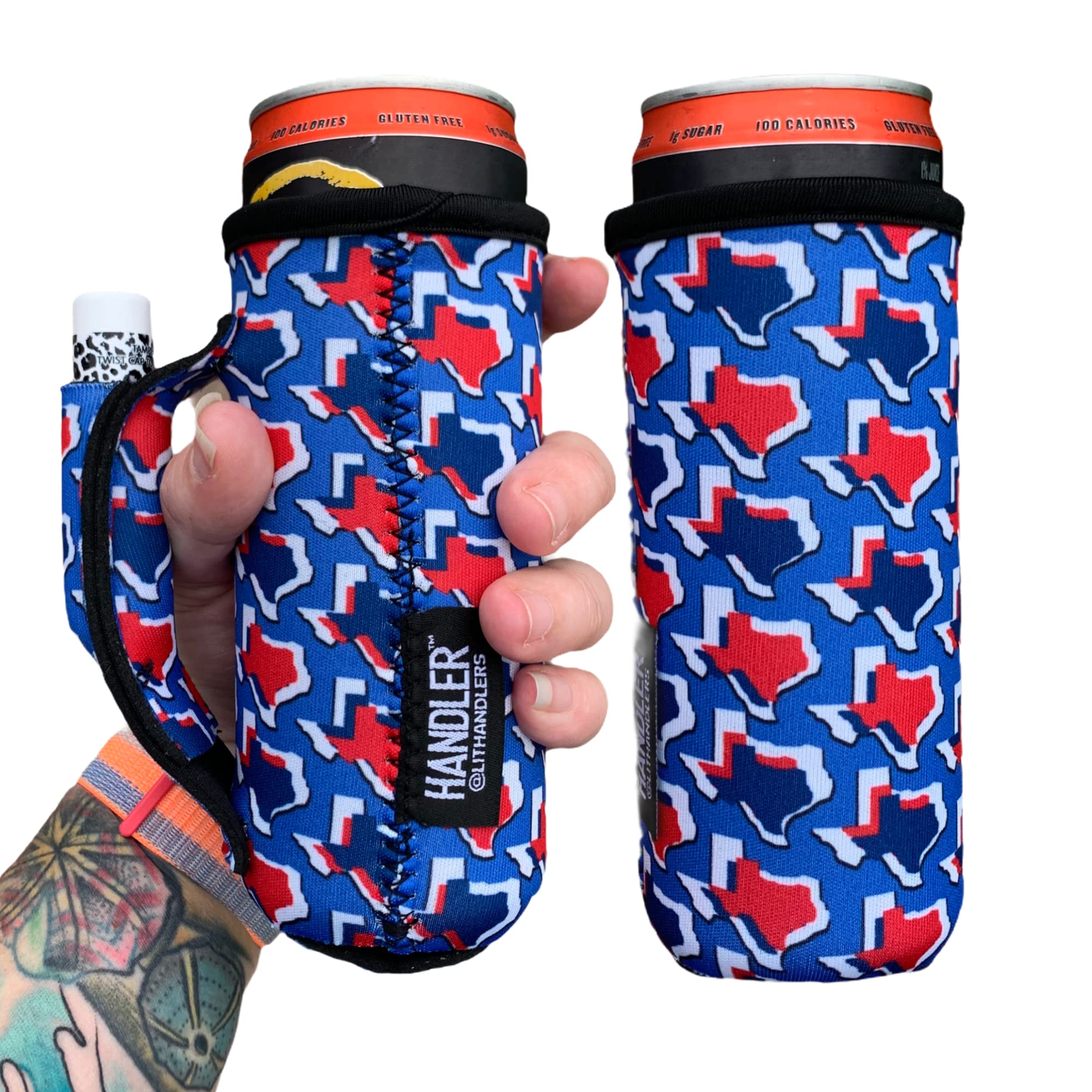 Lit Handlers Schlanker Dosenhalter – 340 ml hohe Dosenhülle für schlanke Getränke – Neopren-Material, isolierter Getränkekühler & Abdeckung, wiederverwendbare Getränkeisolatorhülle für Strand, Rot