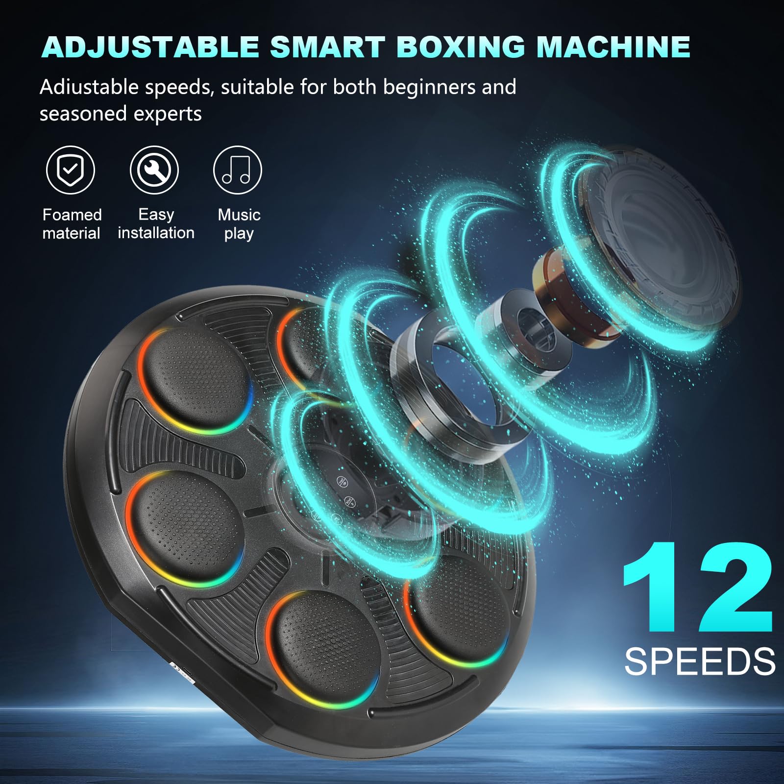Macchina di Boxe Musicale con Bluetooth,Modello A Parete Di Boxe,12