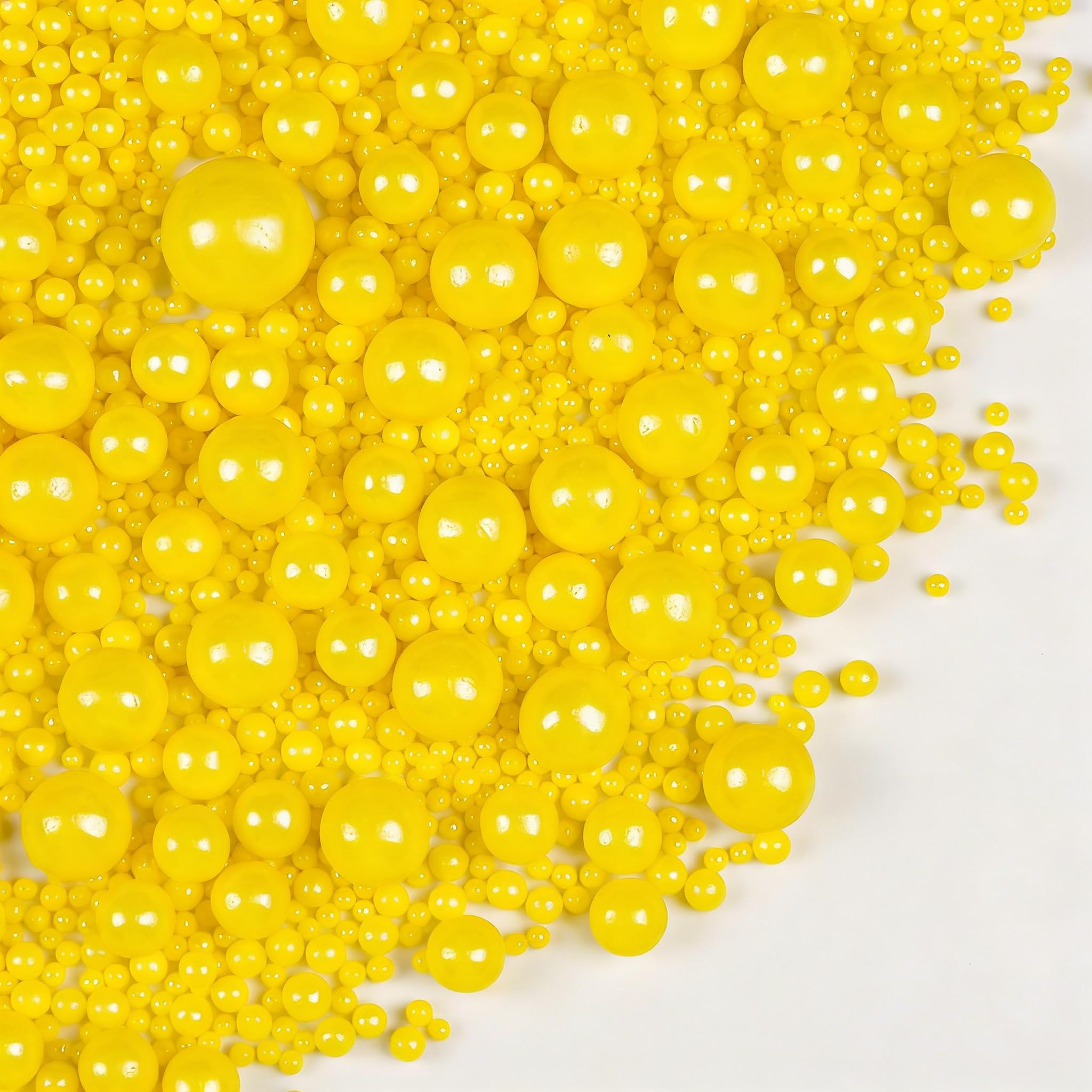 Yellow Pearl Sprinkles for Cake Decorating, 150g/5.29oz Mix Size, Edible Candy Sugar Pearls, Cake Decorations, Cupcake Topper, Cookie, Holiday, Easter, Valentine's Day, Christmas Supplies