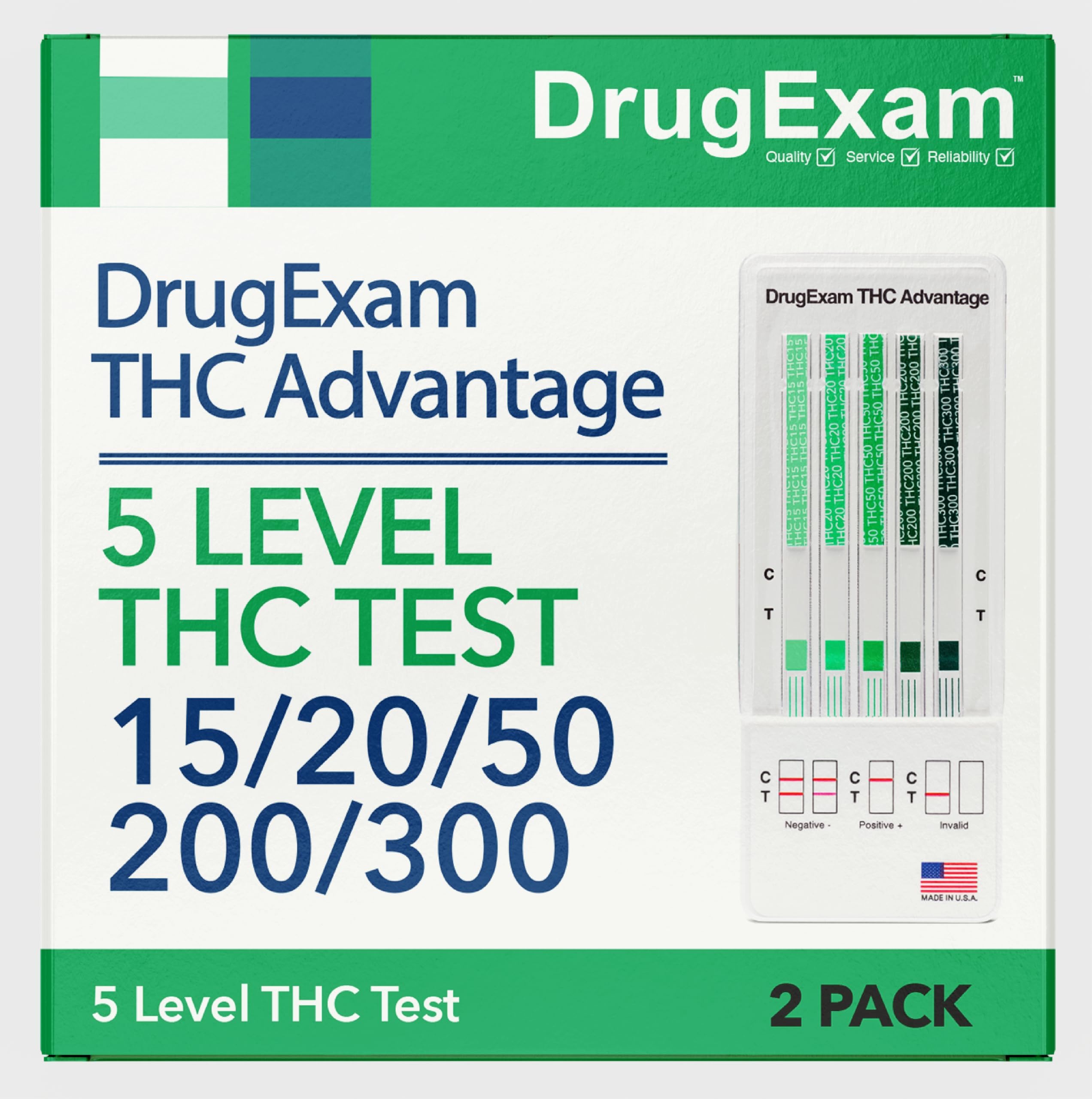 2 Pack - DrugExam Multi Drug Screen Test. Testing for THC/Marijuana in Urine. Detailed Instrustions Included. (2)