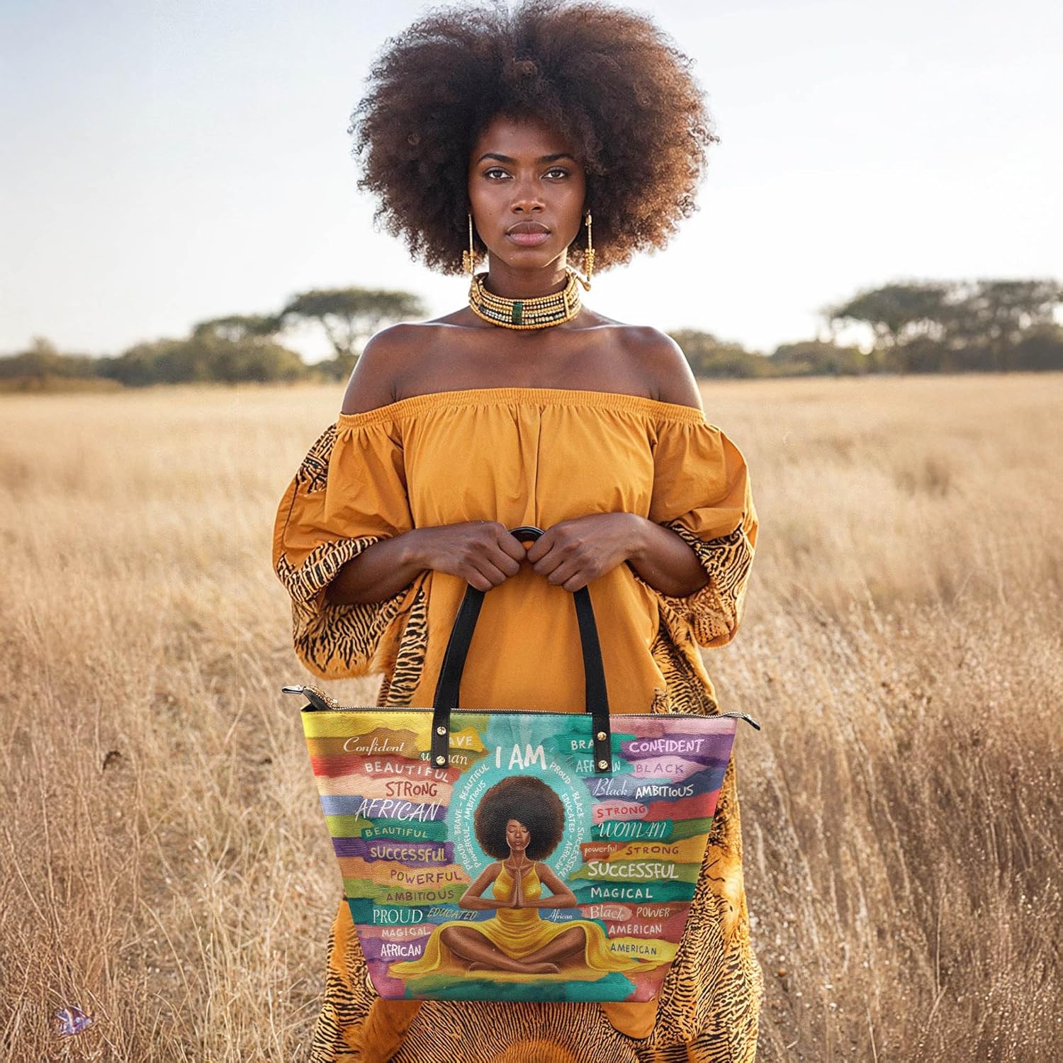 Afroyla Bundle: Aina White & AfroEssence Tote Bag - 2 Piece Set, Premium Vegan Leather, Christmas Gift for Women - Image 7