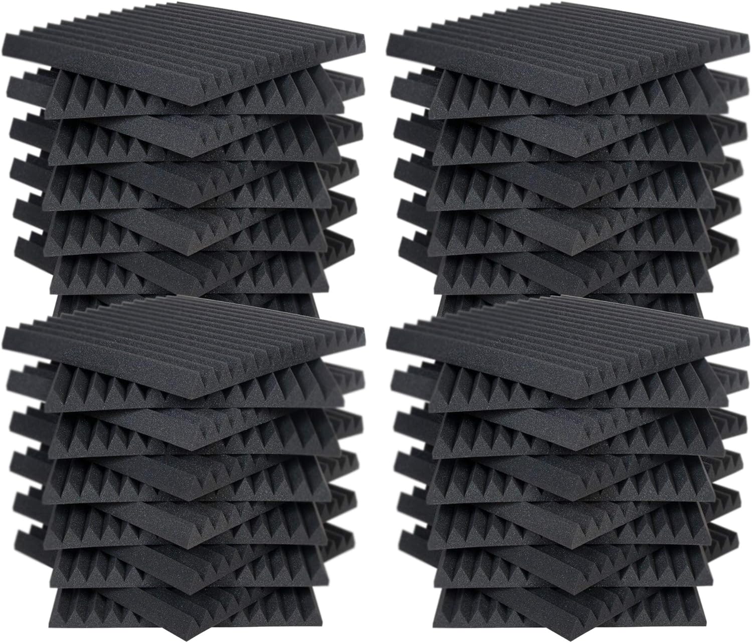 AK TRADING CO. High Acoustic Panels Studio Soundproofing Foam Wedge Tiles 12"L x 12"W x 1"H - Pack of 48 Tiles