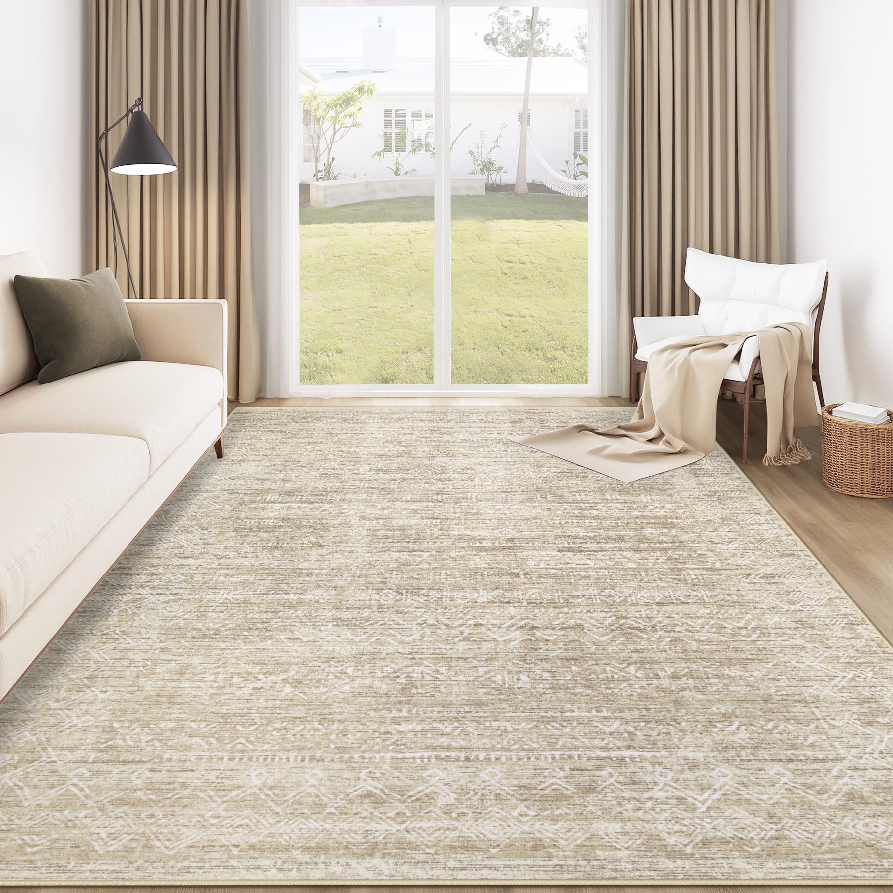 Washable Rug 6x9 Area Rugs Modern Geometric Rugs for Living Room Non Slip Soft Low Pile Moroccan Indoor