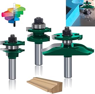 PEALIFE Router Bit Set Raised Panel Cabinet Door Drawer Rail and Stile Router Bits 1/2 Inch Shank - 3 Bits - for Commercial Users and Beginners(1/2-wave)