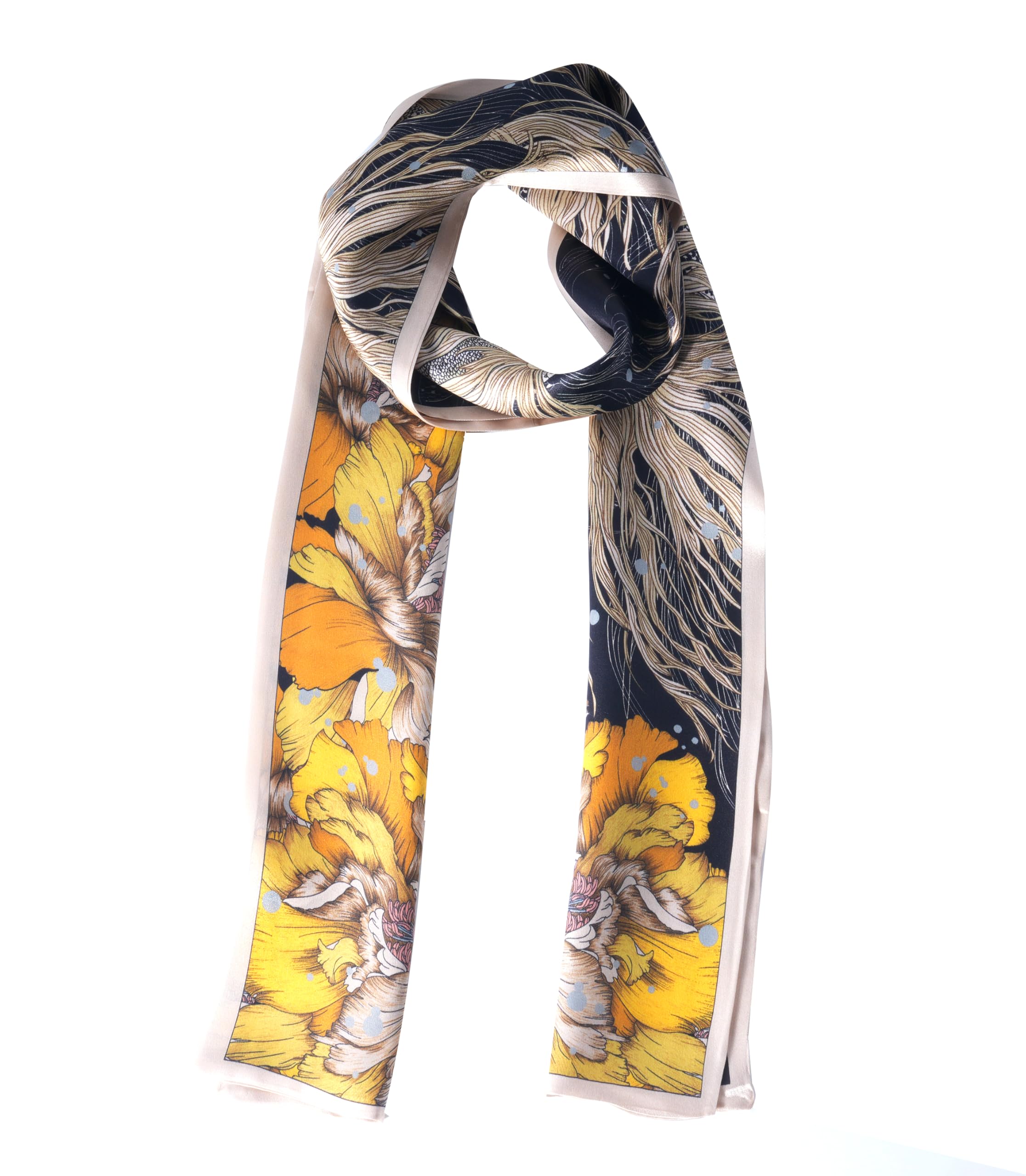 MEISEE 100% Mulberry Silk Scarf for Women 59”*6.3” Long Headscarf Neck Scarf Hair Wraps and Shawls with Gift Packed