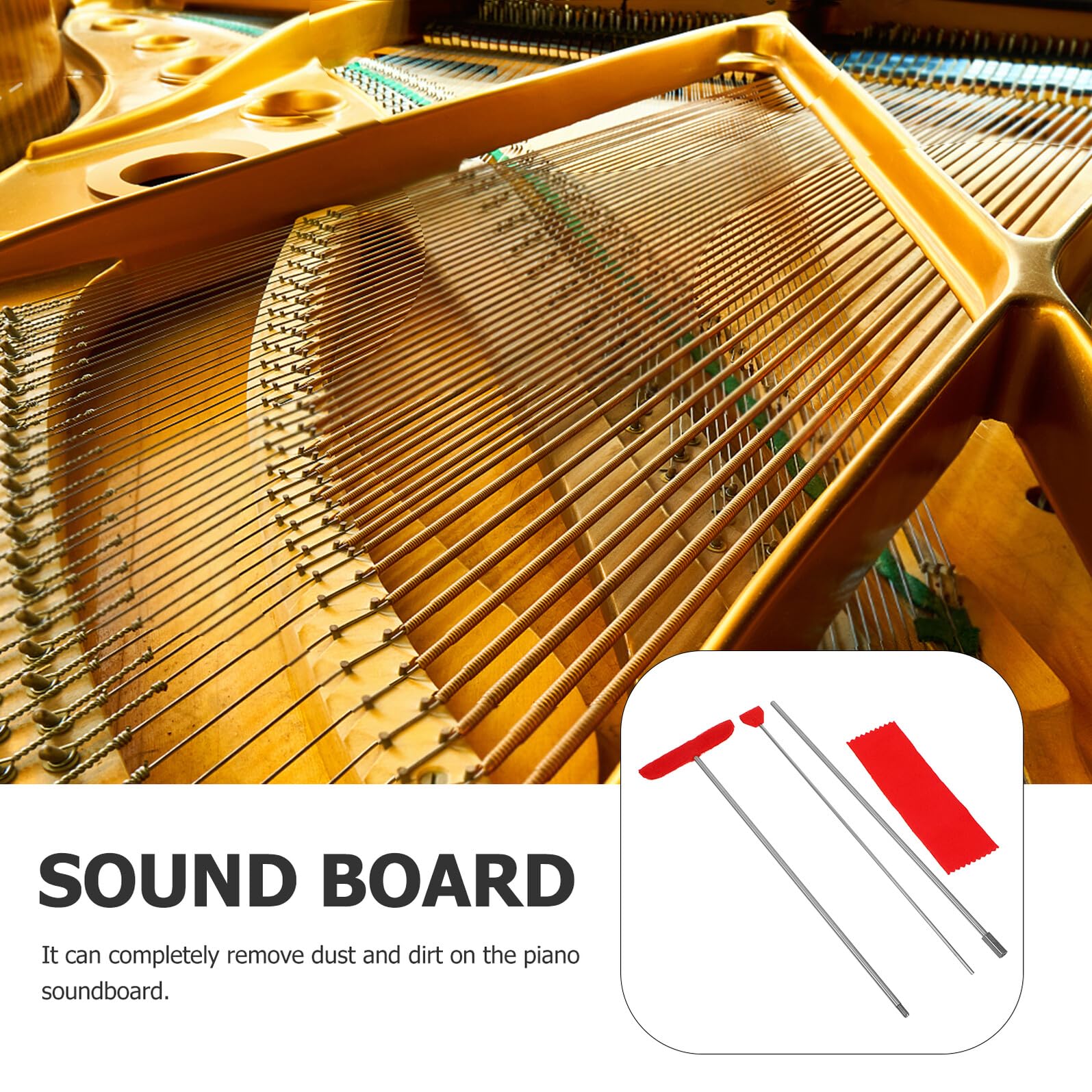 Alipis Set Strumenti per Pulizia Pianoforte Pala Grande e Piccola e Asta di Prolunga, Accessori per Tavola Armonica, Kit Detergente Portatile per Manutenzione Pianoforte Facile