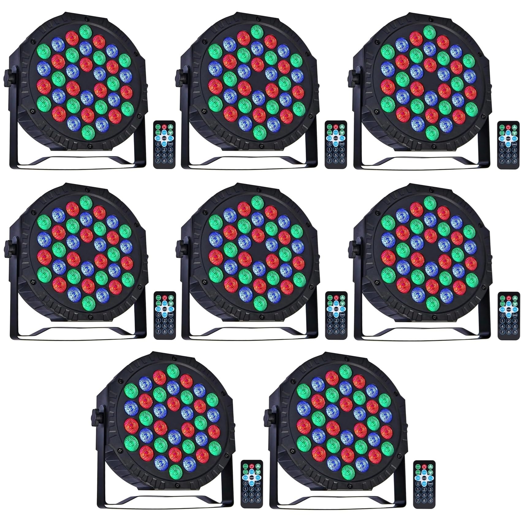 Par Licht Bühnenlicht, 36 LED RGB Partylicht Strahler Discolicht DMX Scheinwerfer mit Fernbedienung 4Modi Light für Bar, Bühnen, Party, DJ, Halloween, Weihnachten - 8Packs