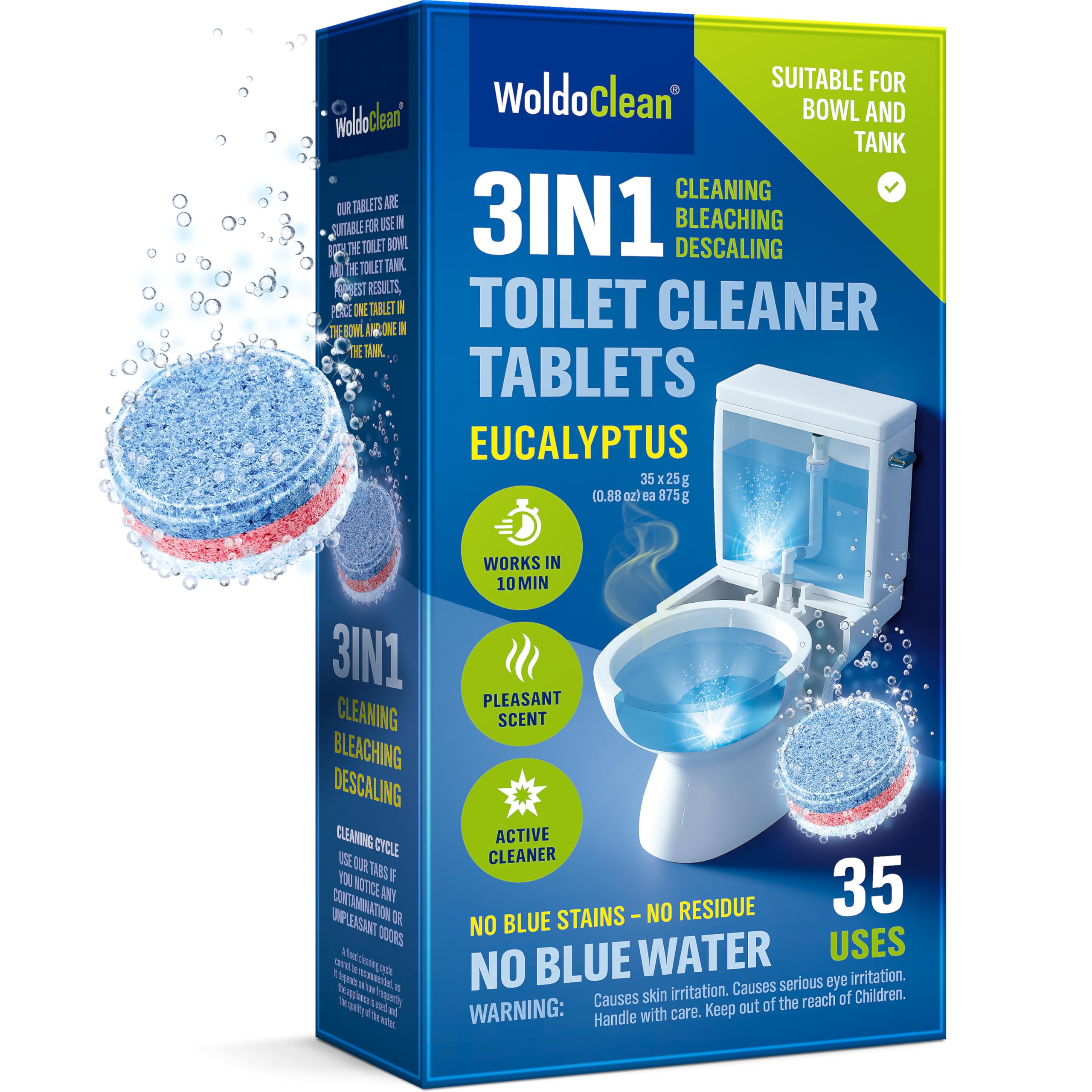 WoldoClean 3in1 Toilet Bowl Cleaner Tablets 35 Uses