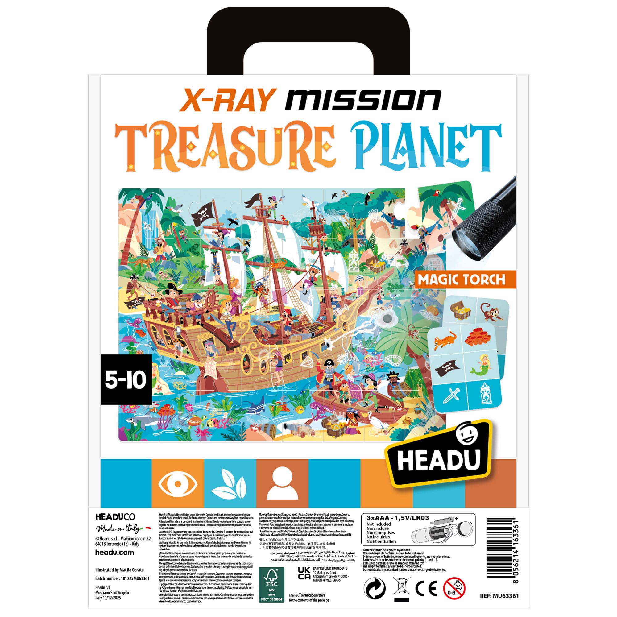 HEADU - X-Ray Mission Treasure Planet - Caccia al Tesoro con Torcia Magica | Una Divertente Caccia al Tesoro con la Torcia a Raggi X, Gioco Educativo Bambini da 5 Anni, Regalo Natale, Made In Italy