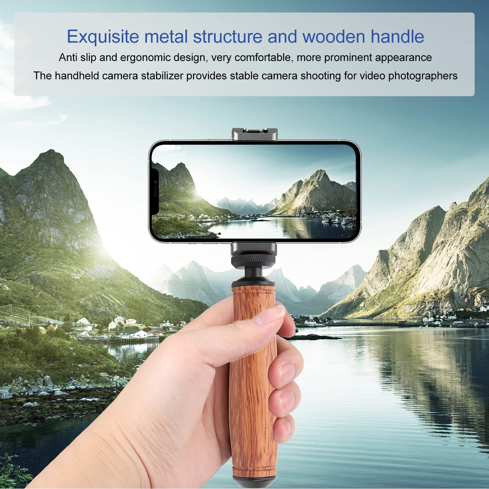 Universal Wooded Handle Grip Support Mount for Camera Handlegrip Camera Stabilizer with 1/4 Inches Screw Hole - Image 3