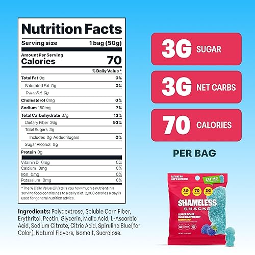 Vista 28 de Shameless Snacks – Snacks saludables bajos en calorías, gomitas keto bajas en carbohidratos (caramelos sin gluten) – Paquete de 6 chiles y mango