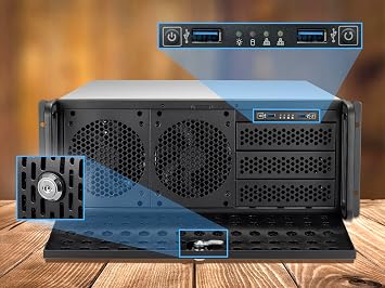 Rosewill 4U Server Chassis Rackmount Case | 8 3.5 HDD Bays, 3 5.25 Devices | E-ATX Compatible | 5 Front 120mm Fans, 2 Rear 80mm Fans | 2X USB 3.0 | Front Panel Lock | Silver/Black - RSV-L4000U